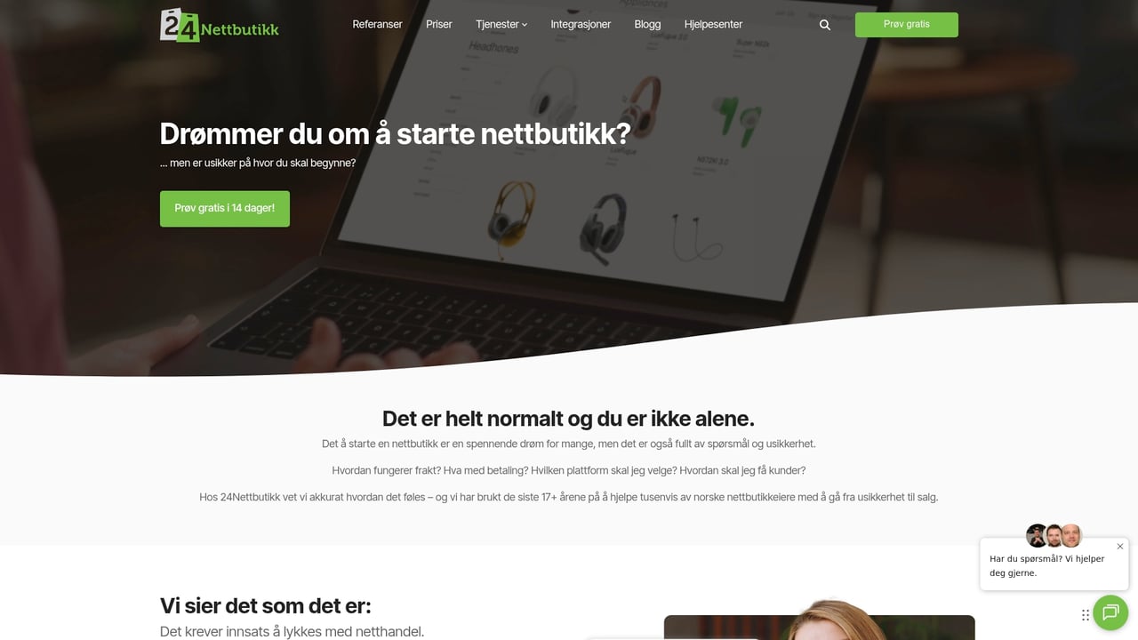 Screenshot of 24nettbutikk website