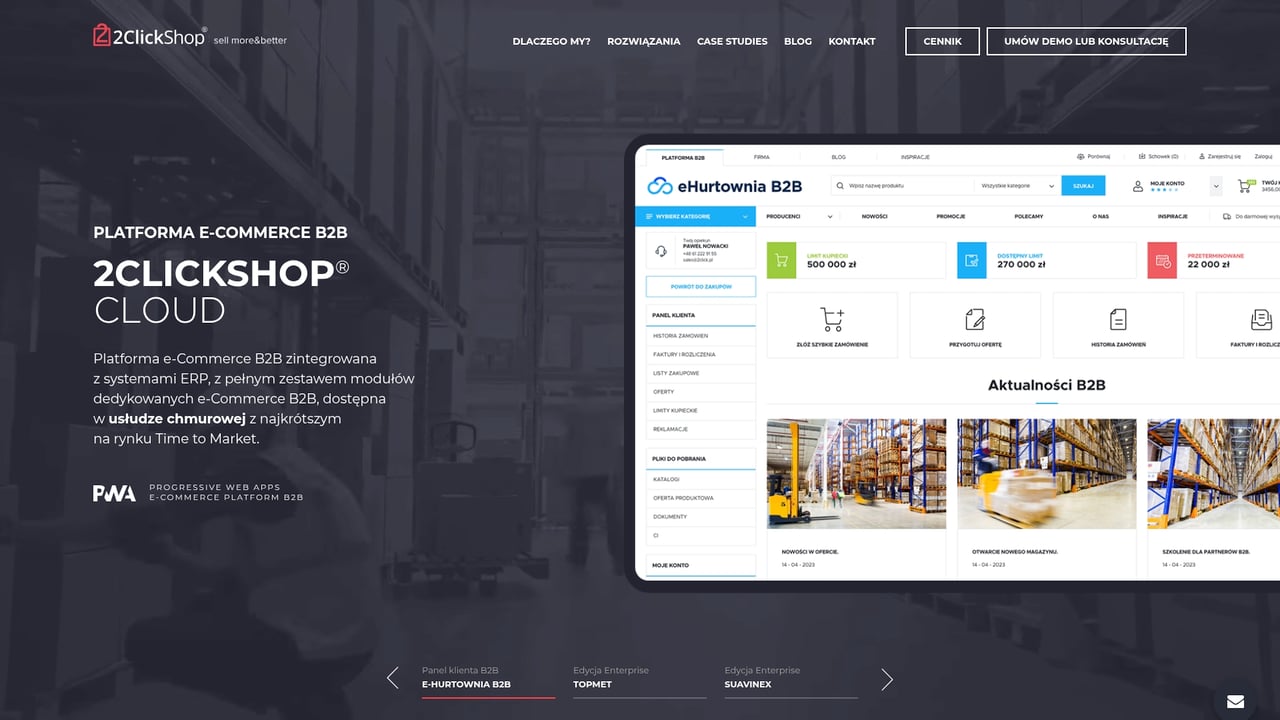 Screenshot of 2ClickShop website