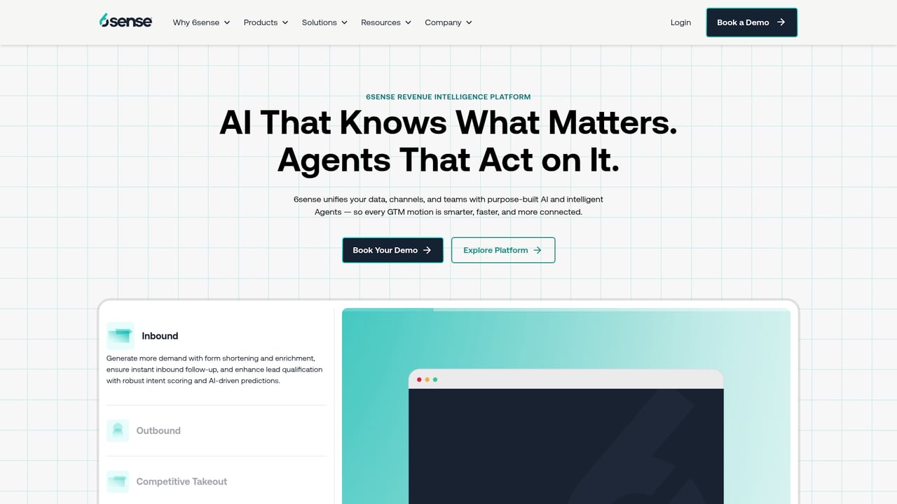 Screenshot of 6sense website