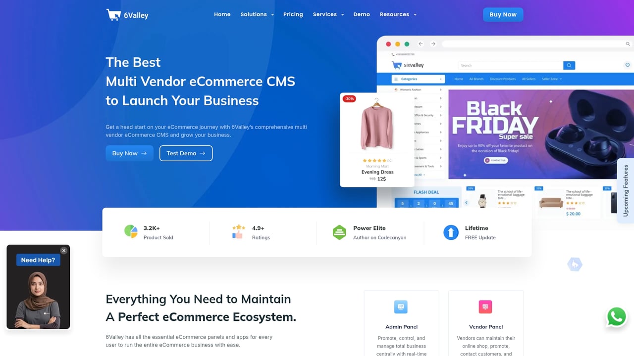 Screenshot of 6Valley eCommerce CMS website