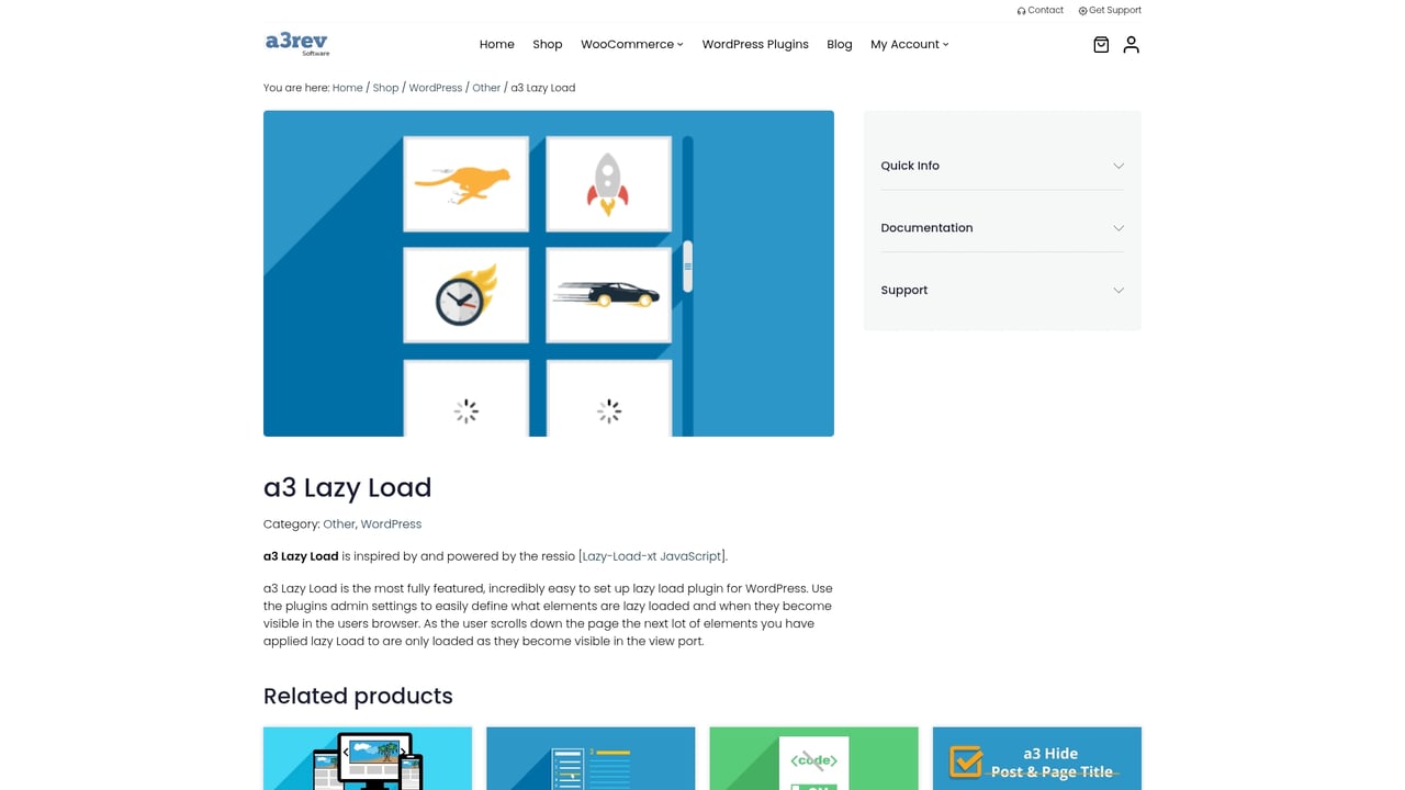Screenshot of a3 Lazy Load website
