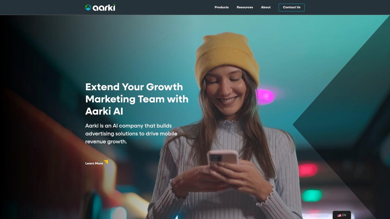 Screenshot of Aarki website