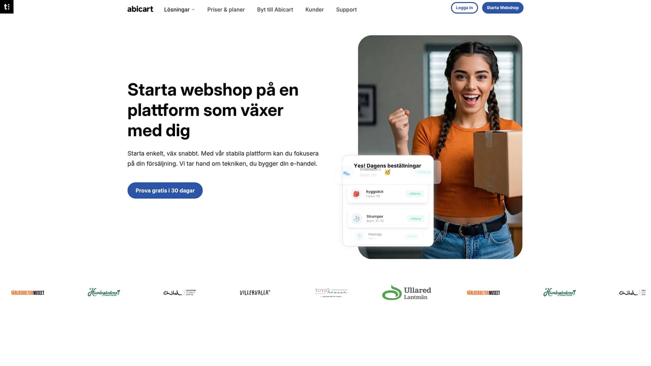 Screenshot of Abicart website