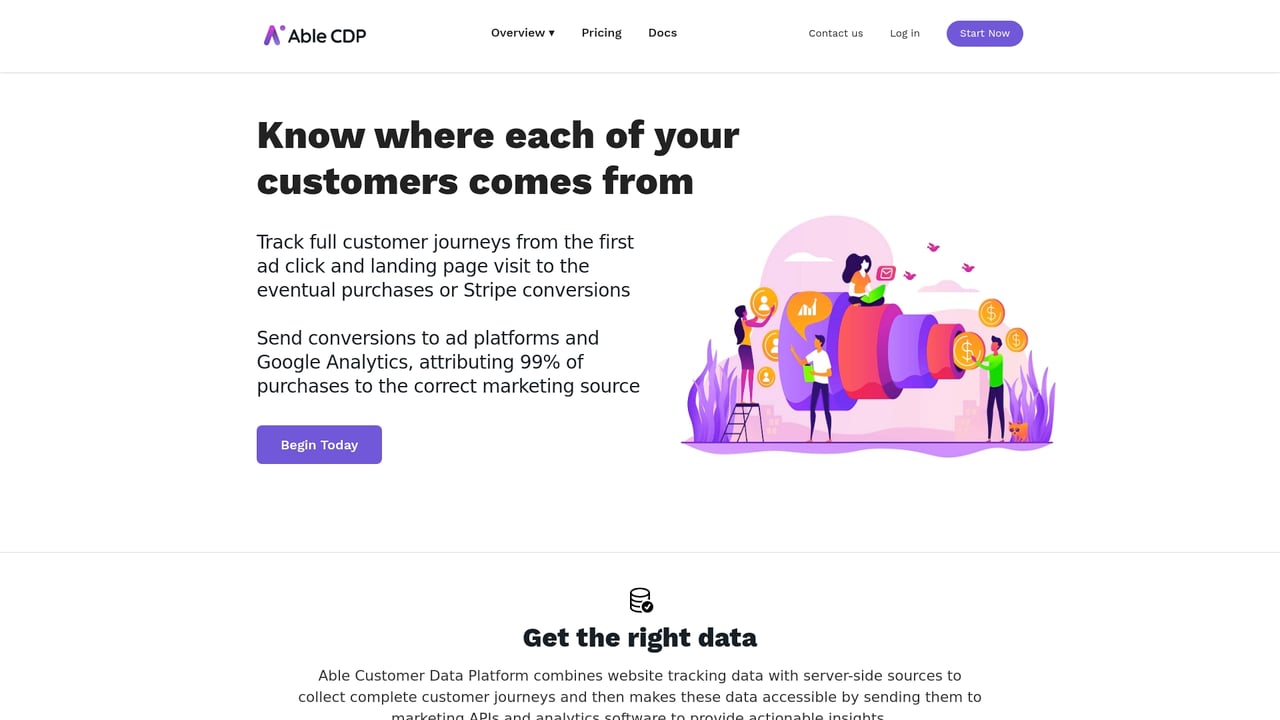 Screenshot of Able CDP website