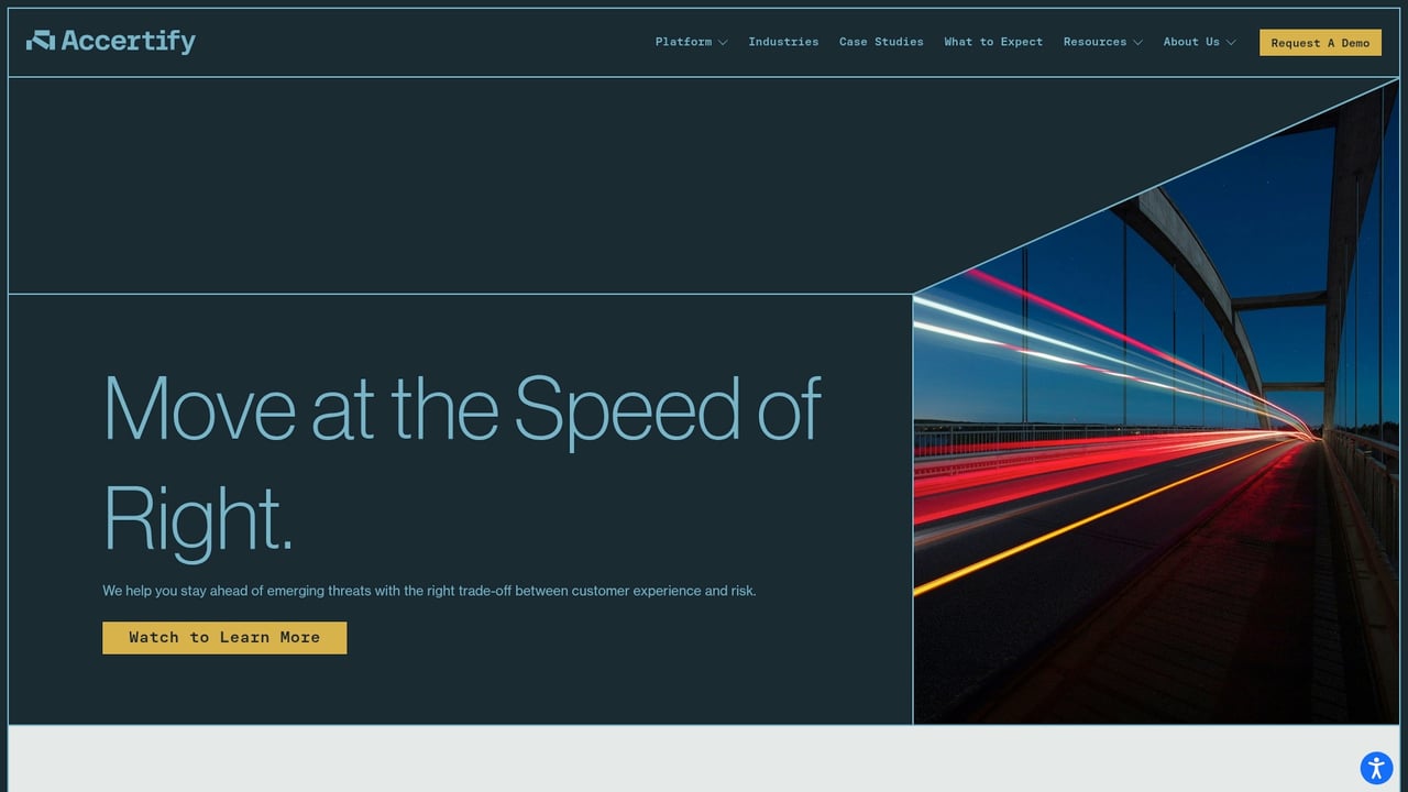 Screenshot of Accertify website