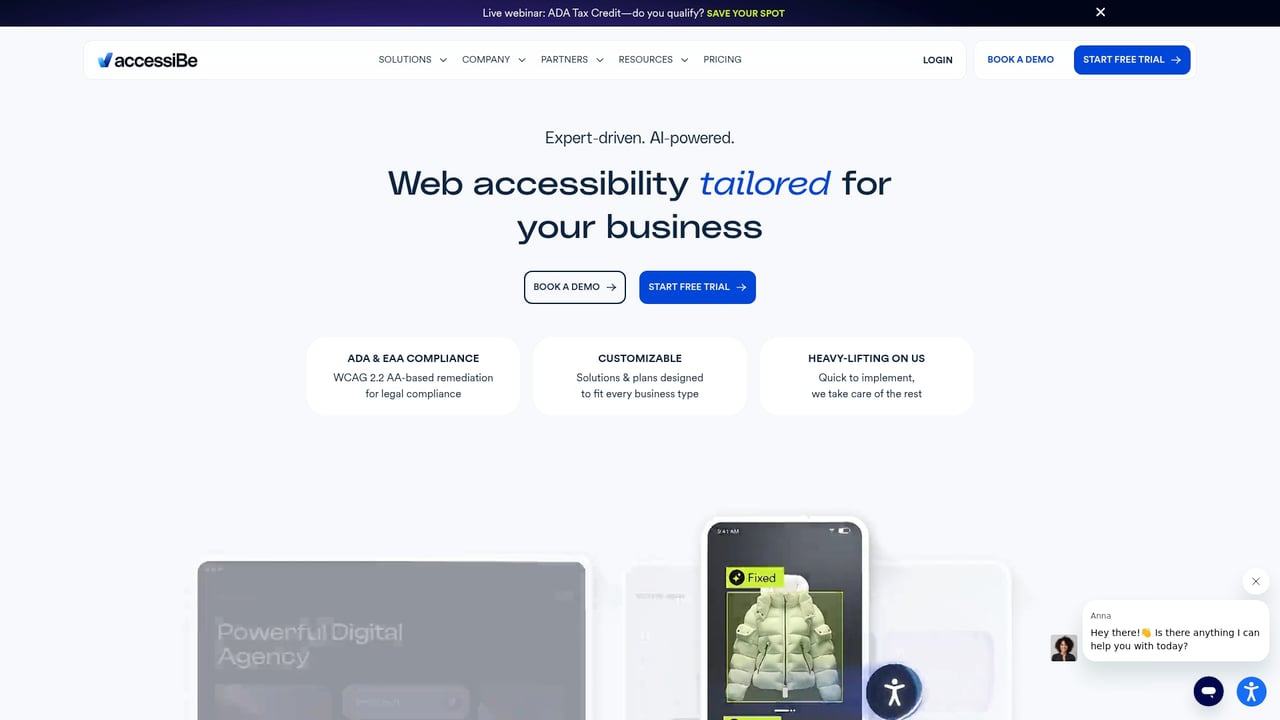 Screenshot of AccessiBe website