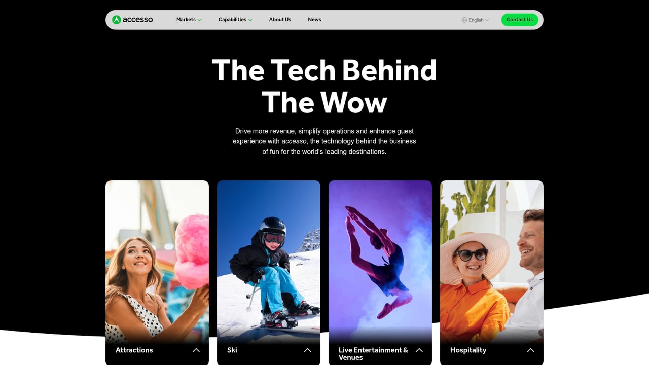 Screenshot of Accesso website