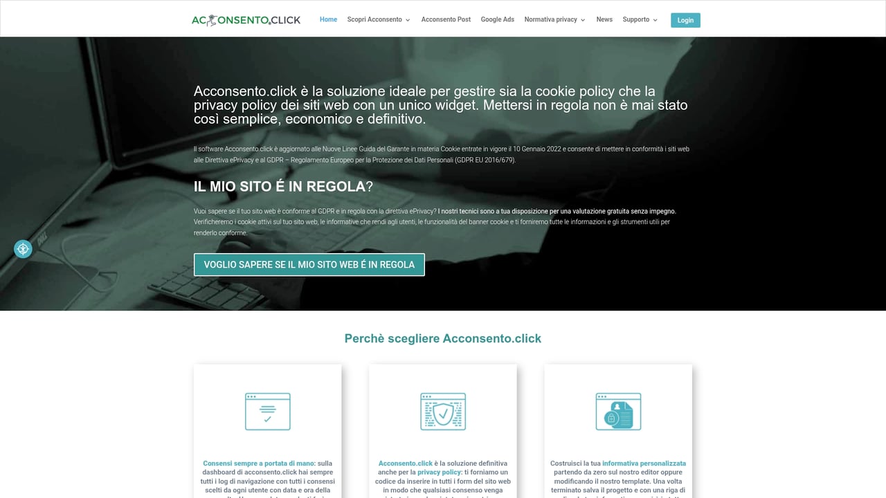 Screenshot of Acconsento.click website
