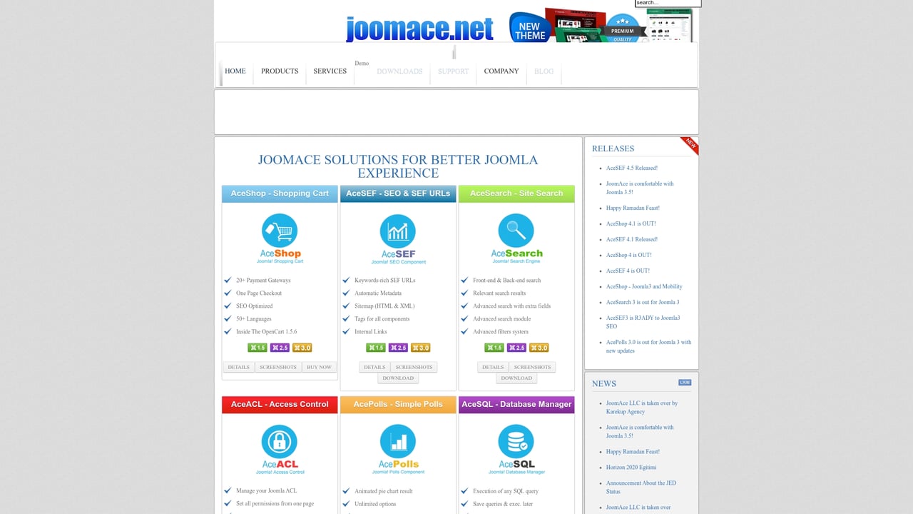 Screenshot of AceShop website