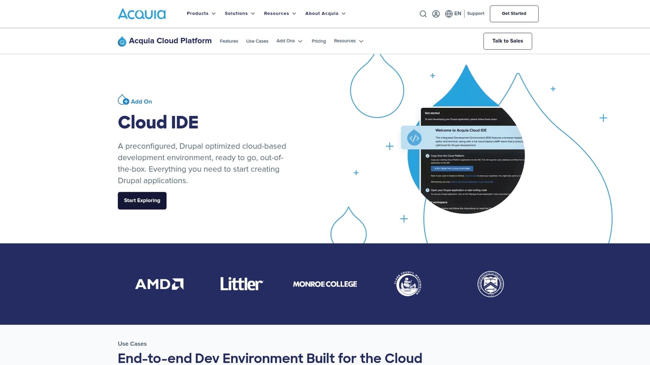 Screenshot of Acquia Cloud IDE website