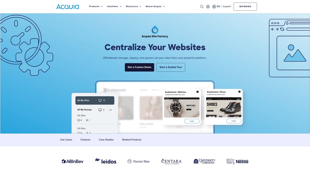 Screenshot of Acquia Cloud Site Factory website