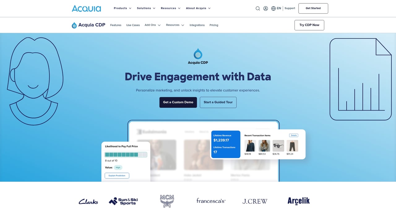 Screenshot of Acquia Customer Data Platform website