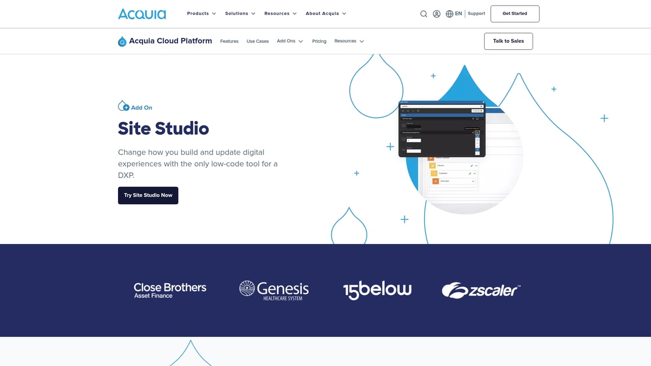 Screenshot of Acquia Site Studio website