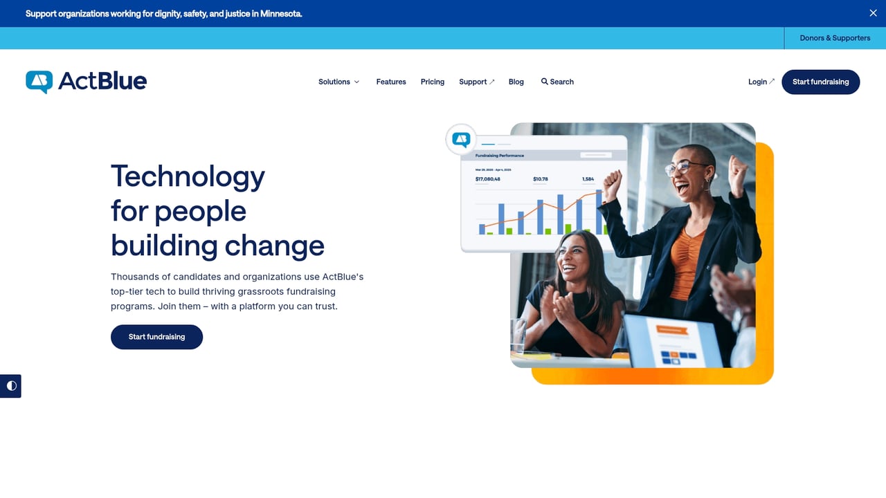 Screenshot of ActBlue website