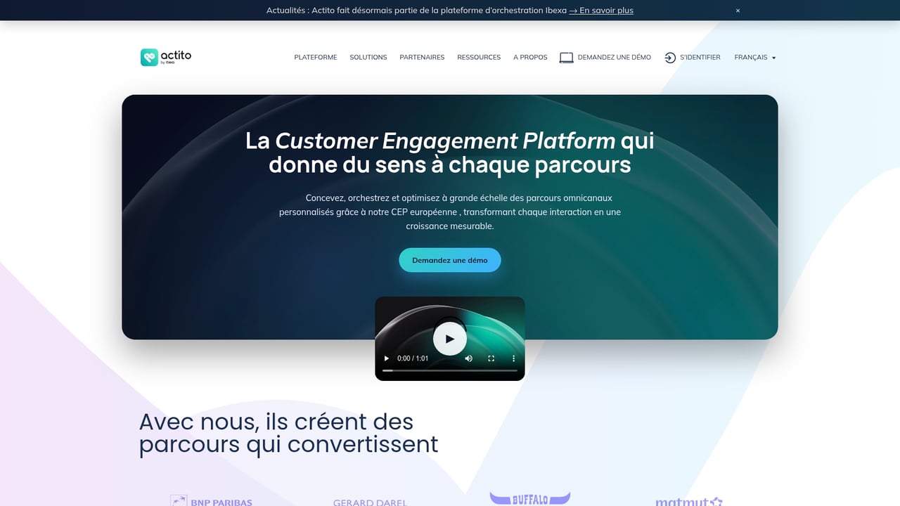 Screenshot of Actito website