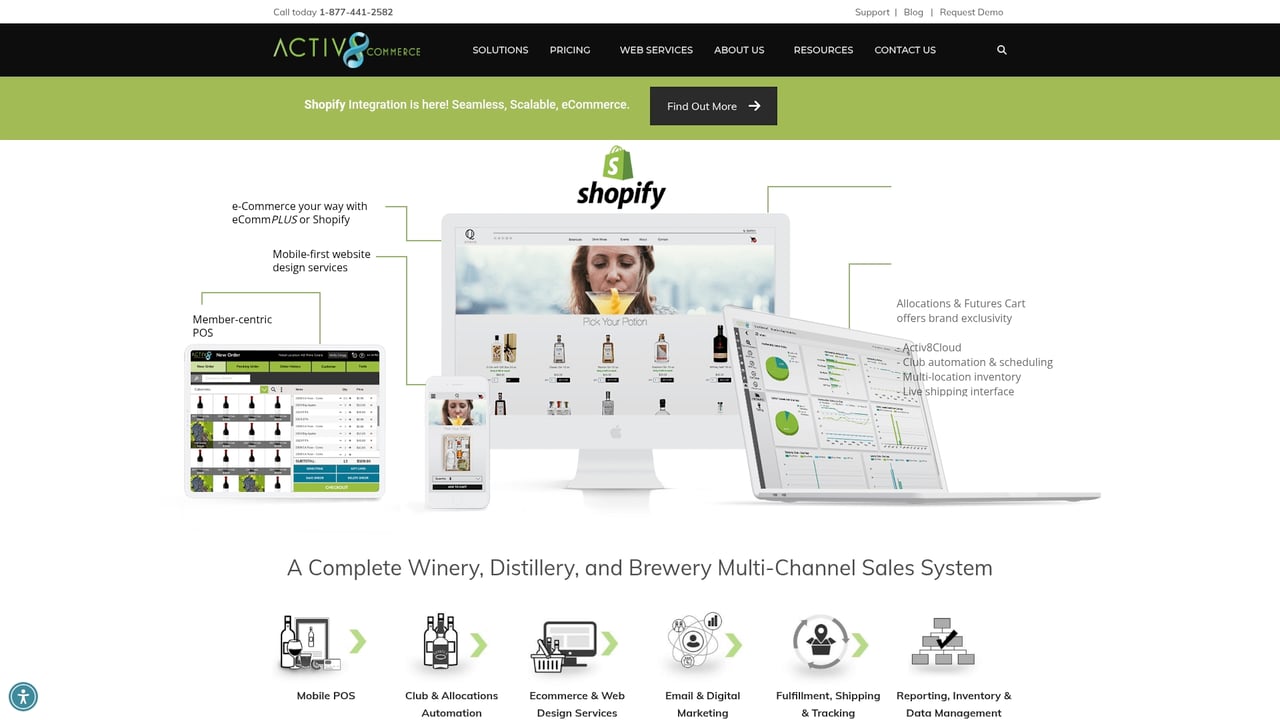 Screenshot of Activ8 Commerce website