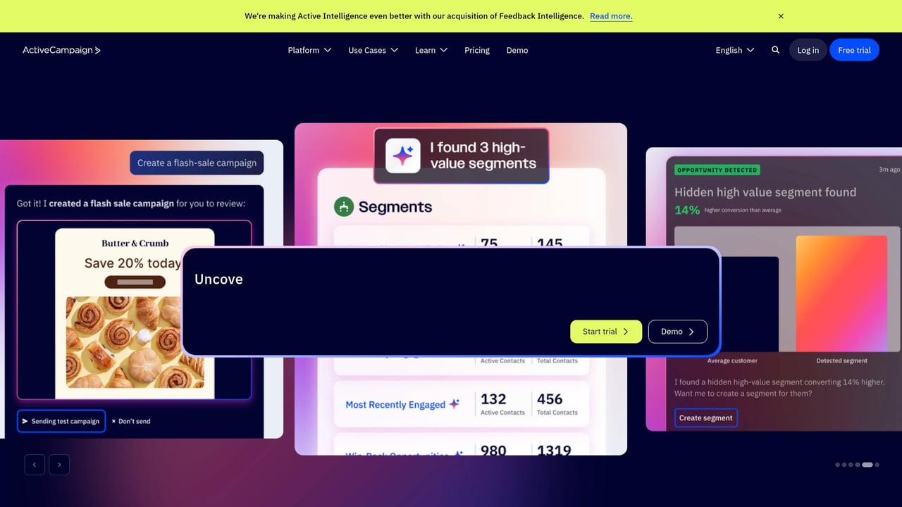 Screenshot of ActiveCampaign website