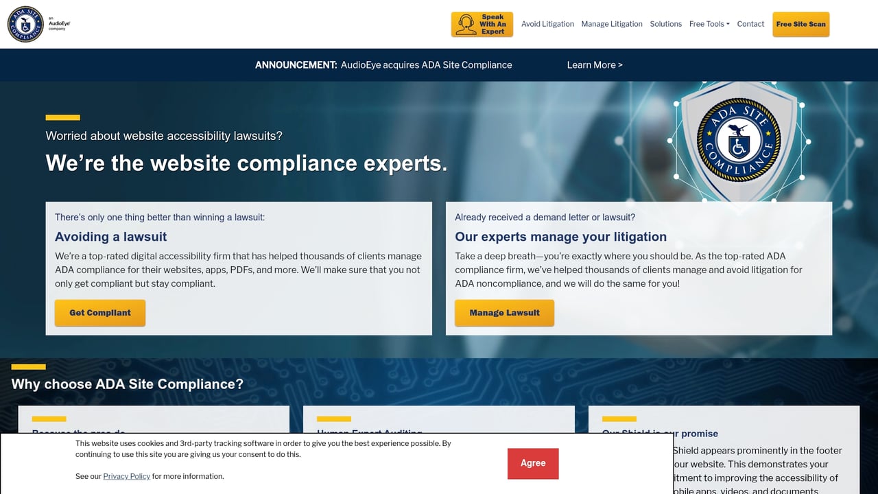 Screenshot of AdaSiteCompliance website
