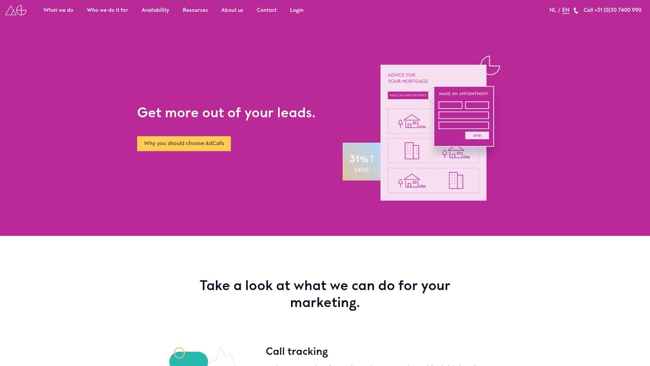 Screenshot of AdCalls website