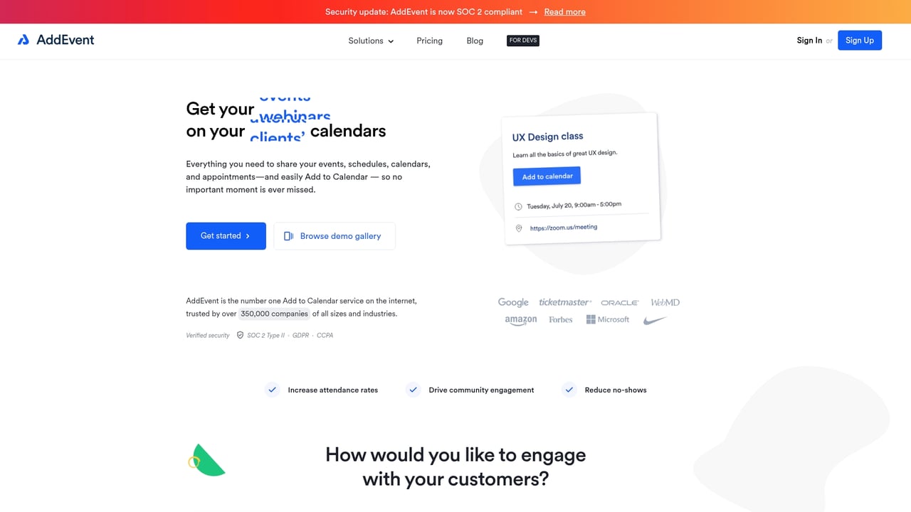 Screenshot of AddEvent website