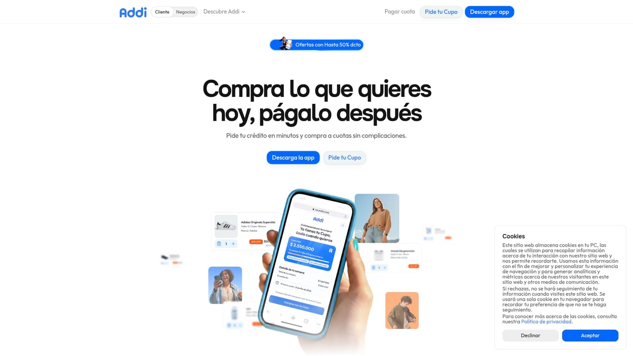 Screenshot of Addi website