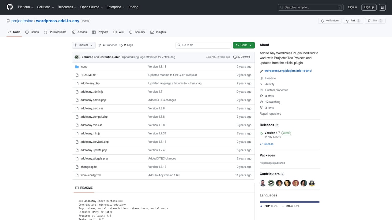Screenshot of AddToAny Share Buttons website