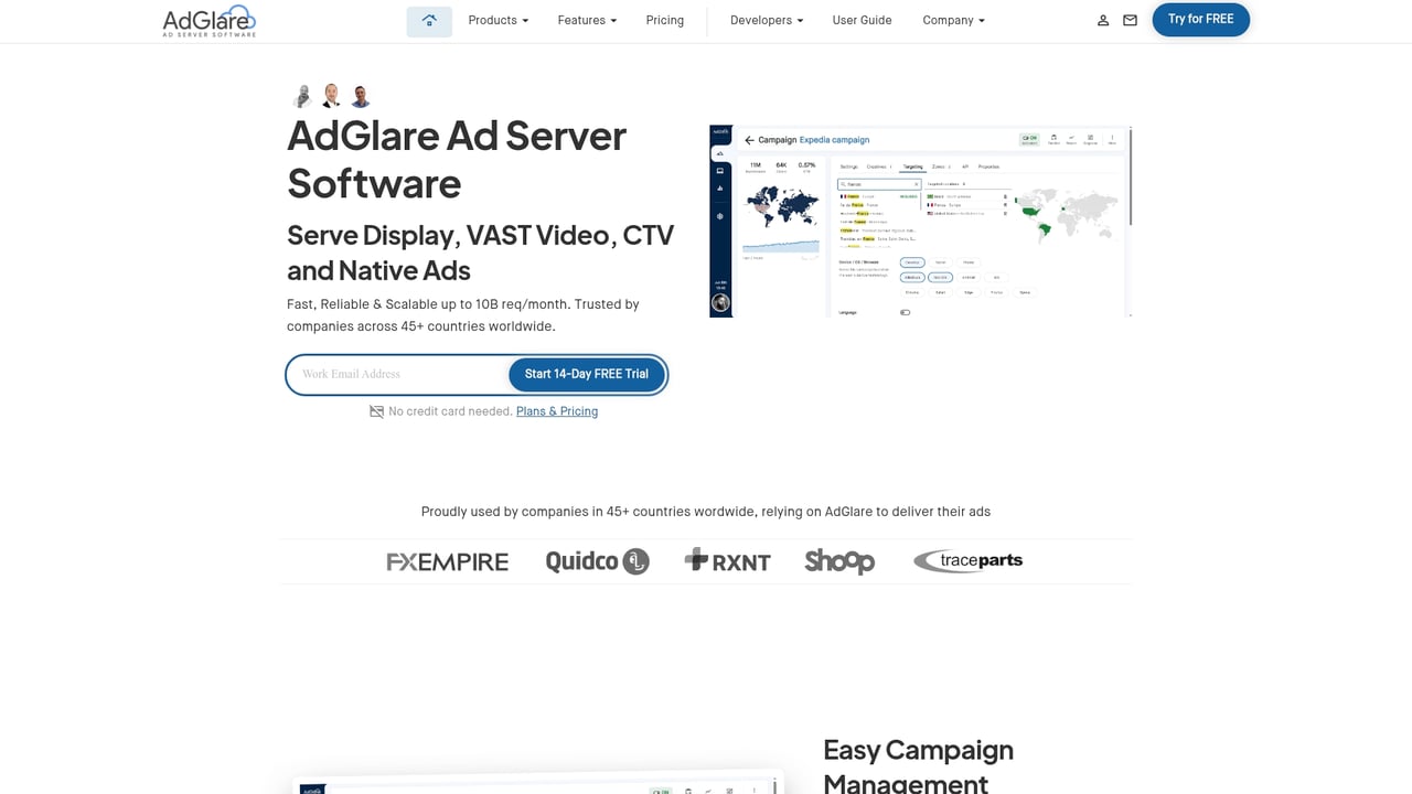 Screenshot of AdGlare website