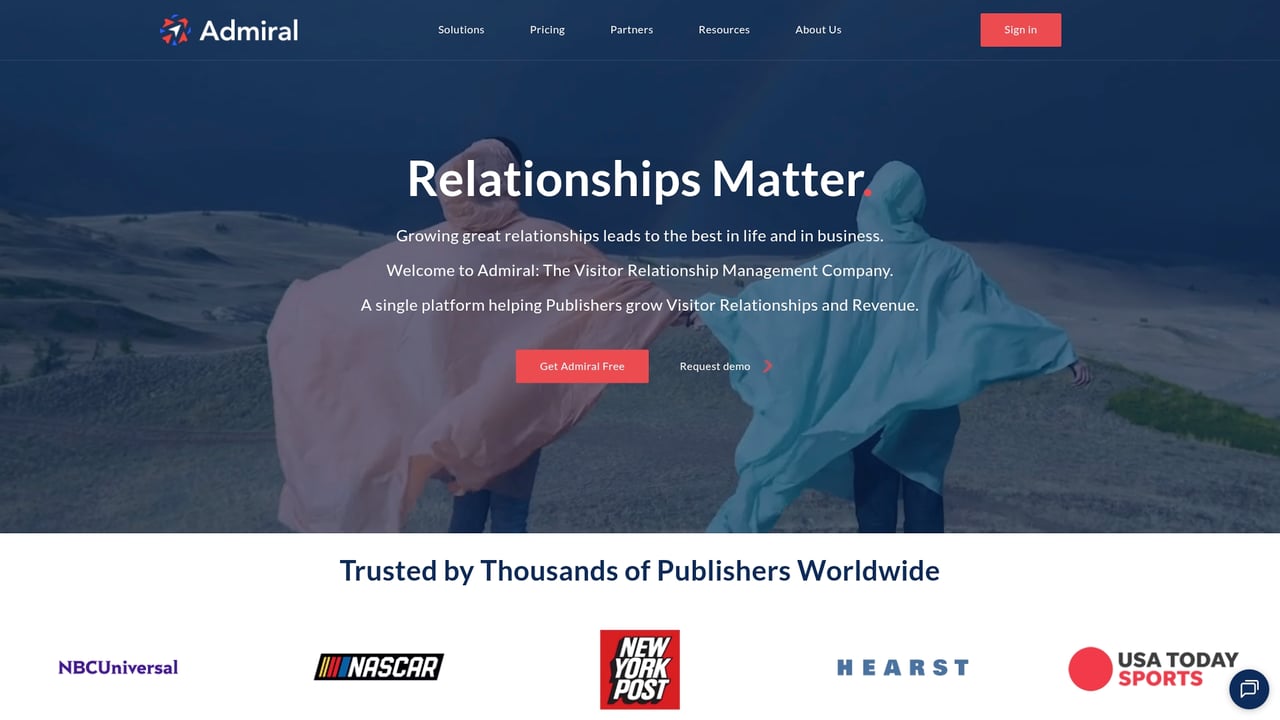 Screenshot of Admiral website