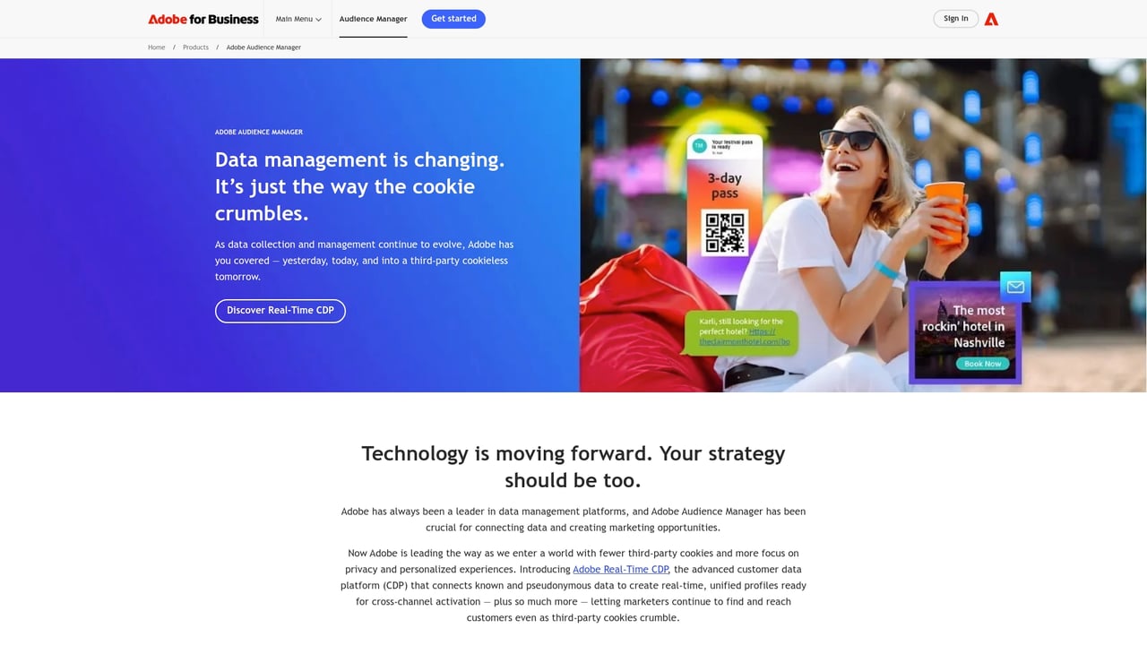 Screenshot of Adobe Audience Manager website