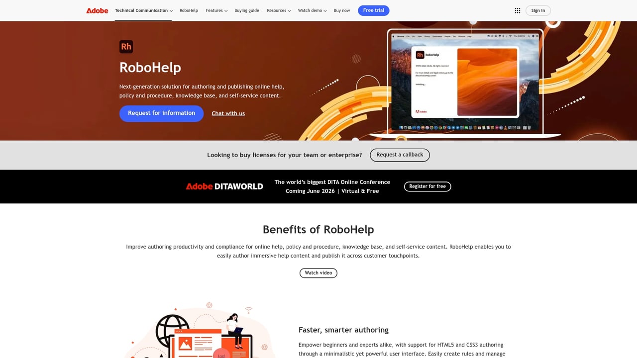 Screenshot of Adobe RoboHelp website
