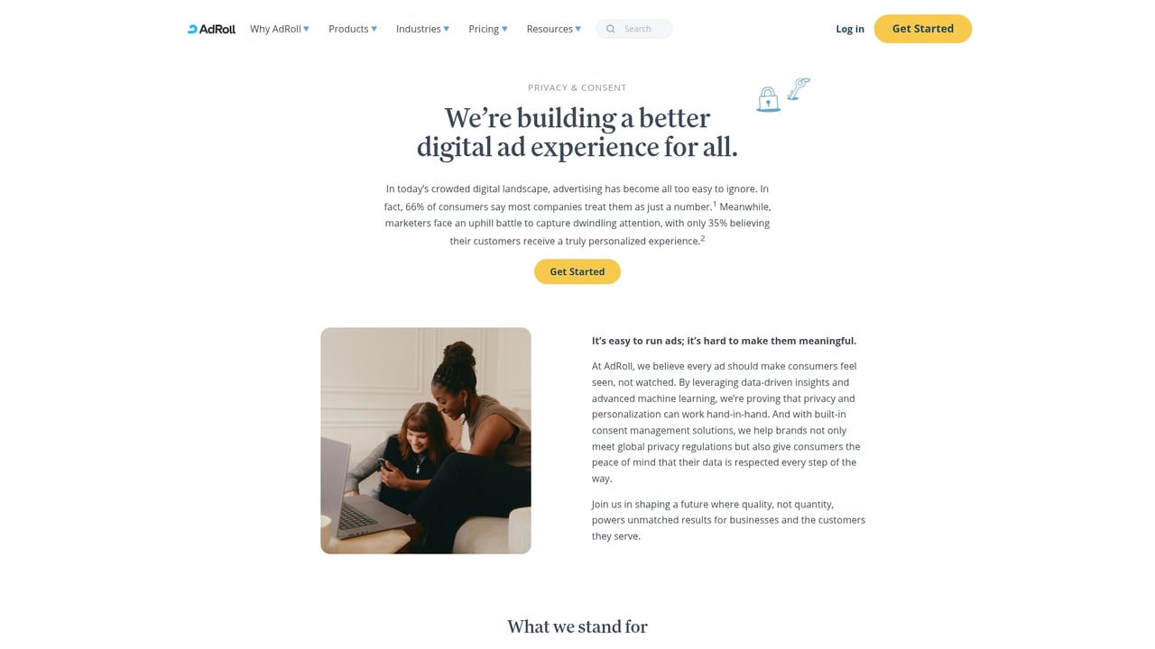 Screenshot of AdRoll CMP System website