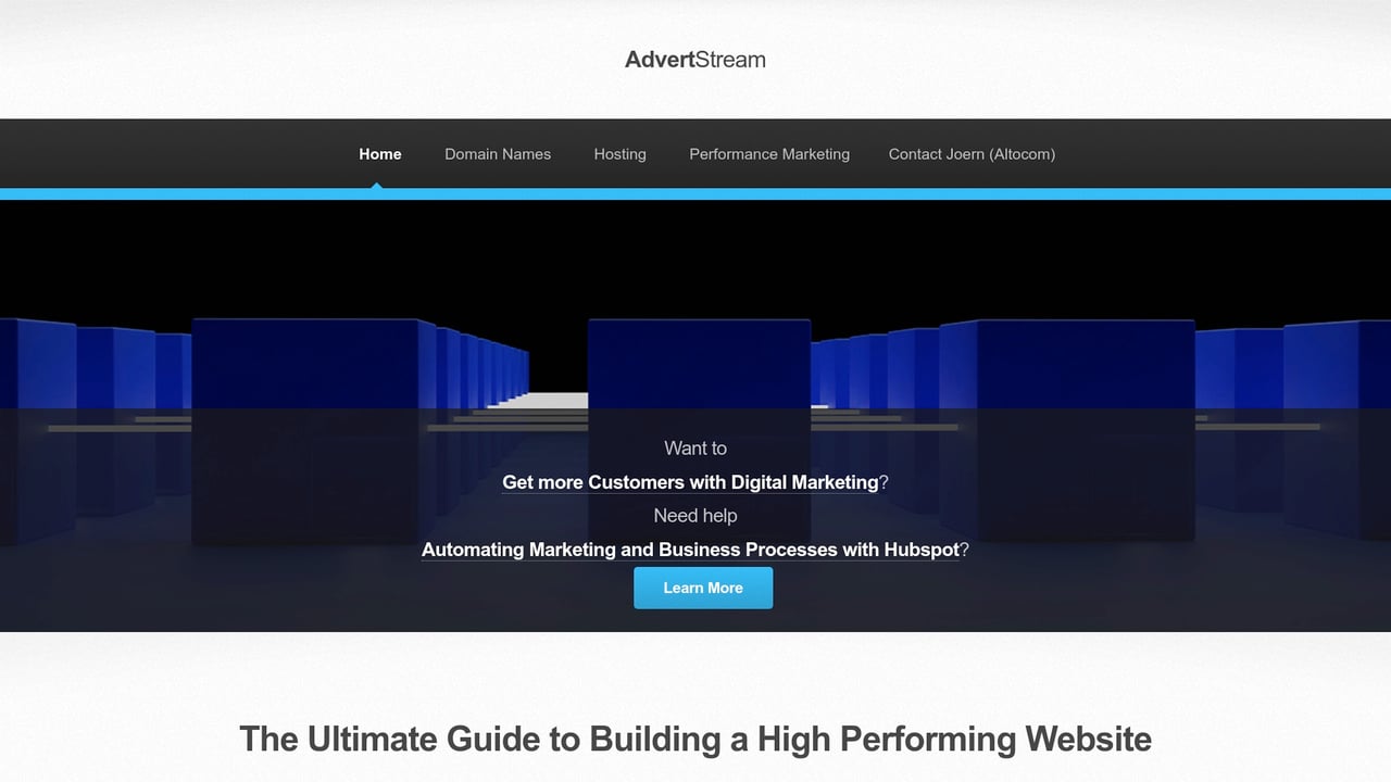 Screenshot of Advert Stream website