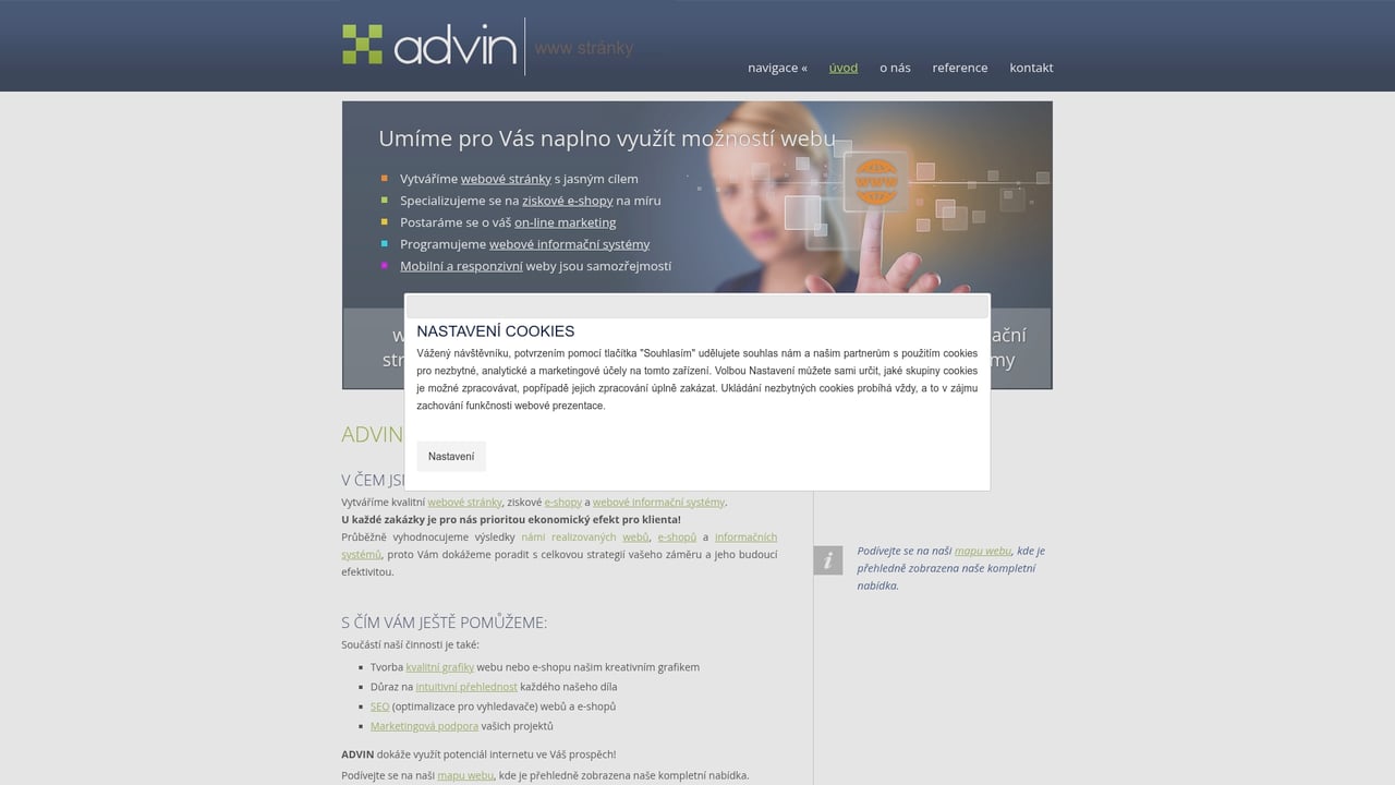 Screenshot of Advin website