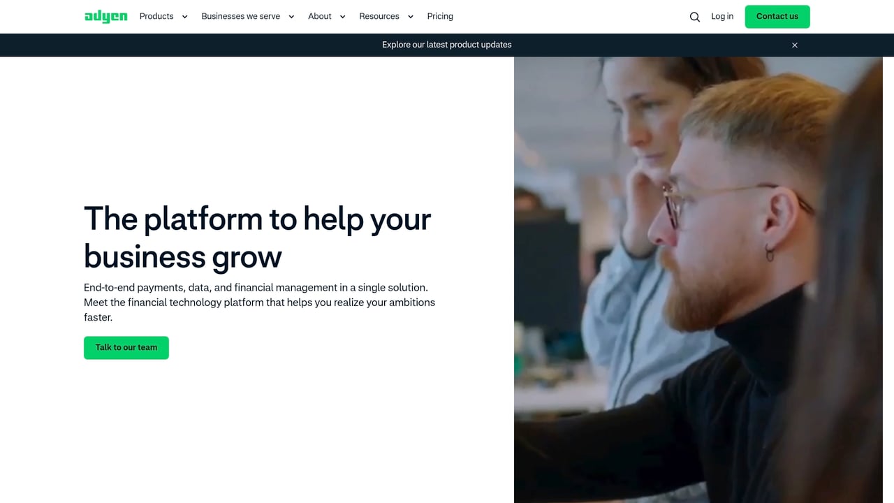 Screenshot of Adyen website