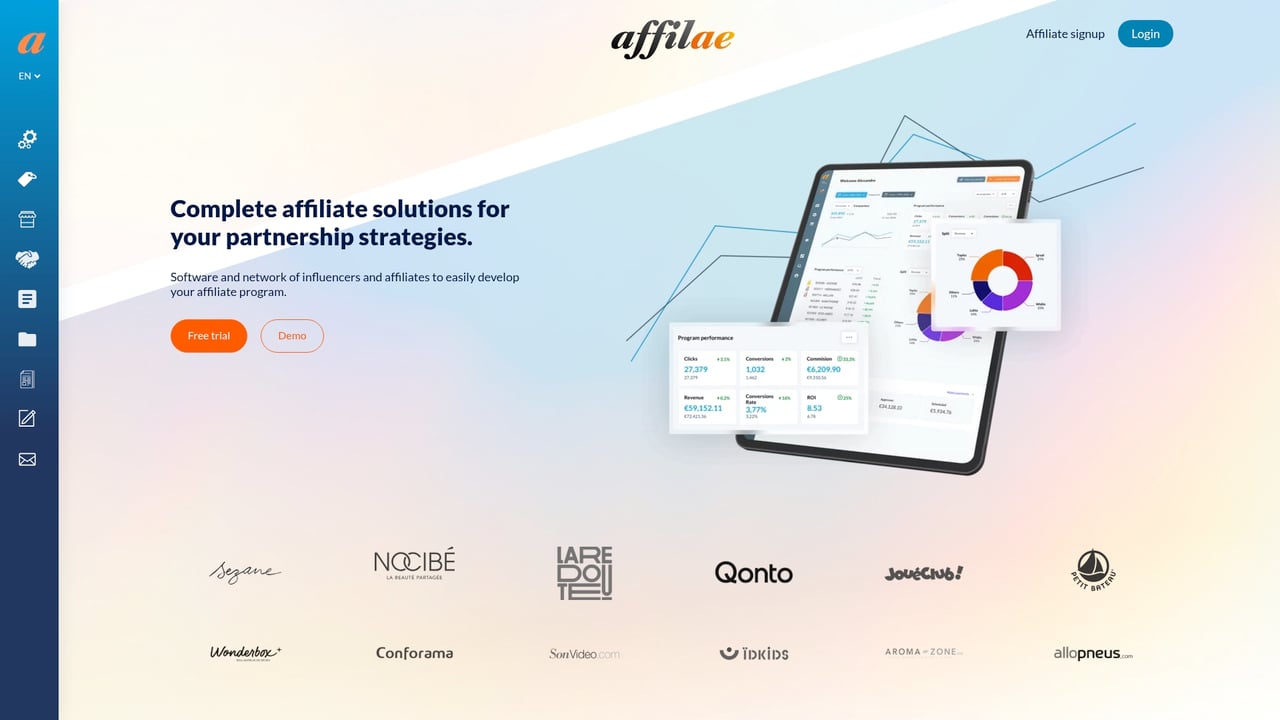 Screenshot of Affilae website