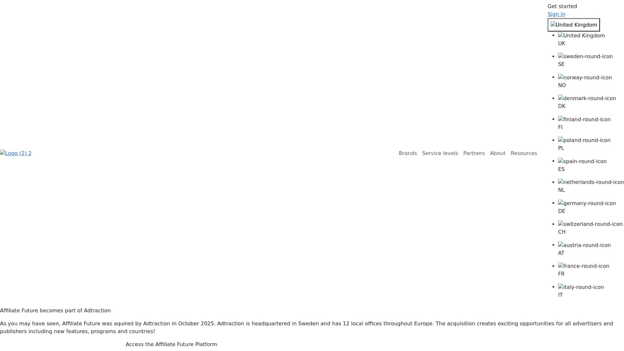 Screenshot of Affiliate Future website