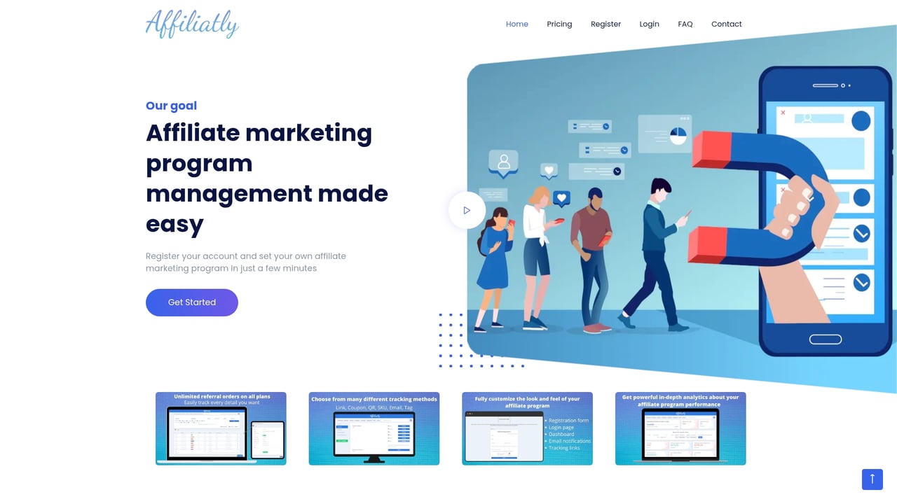 Screenshot of Affiliatly website