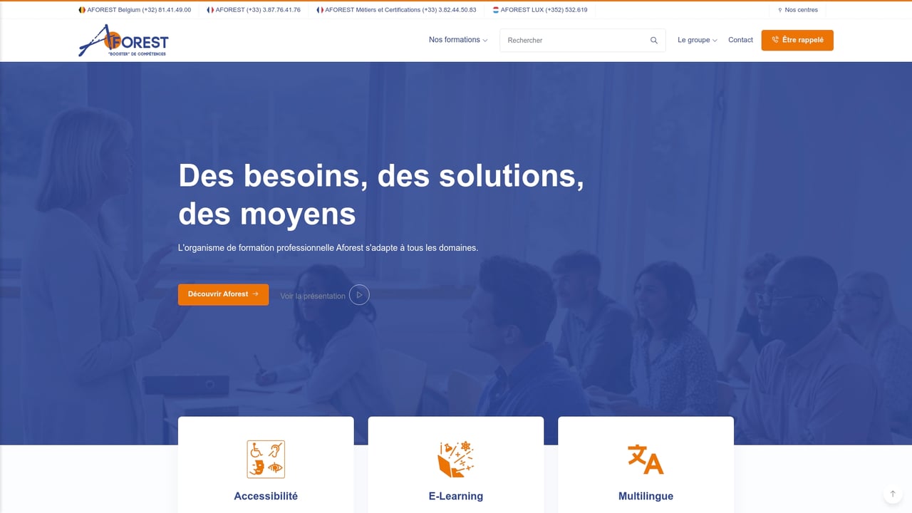 Screenshot of Aforest LMS website