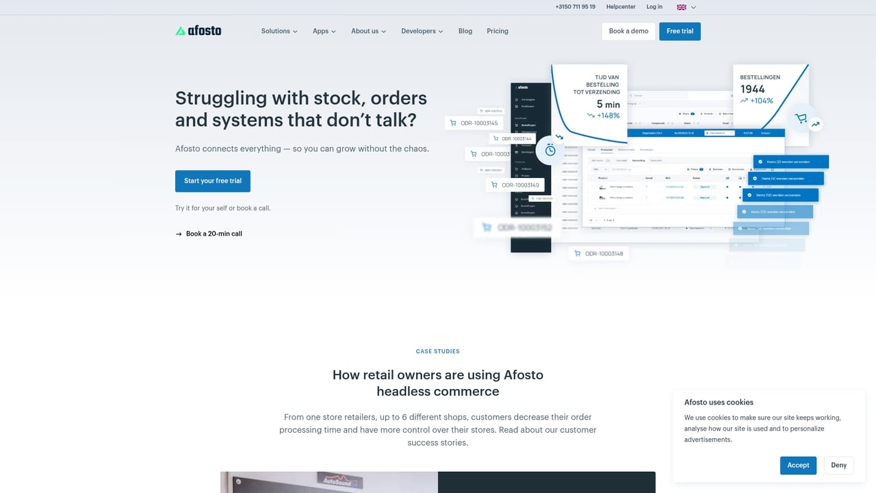 Screenshot of Afosto website