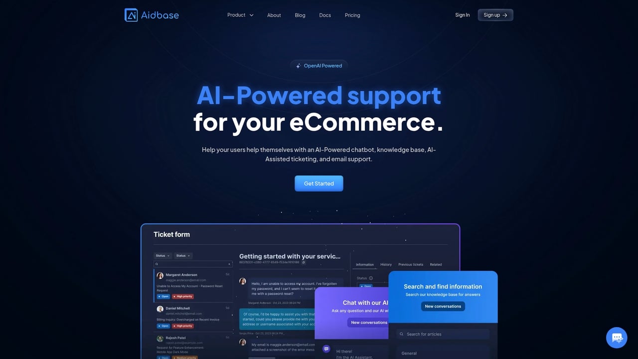 Screenshot of Aidbase website