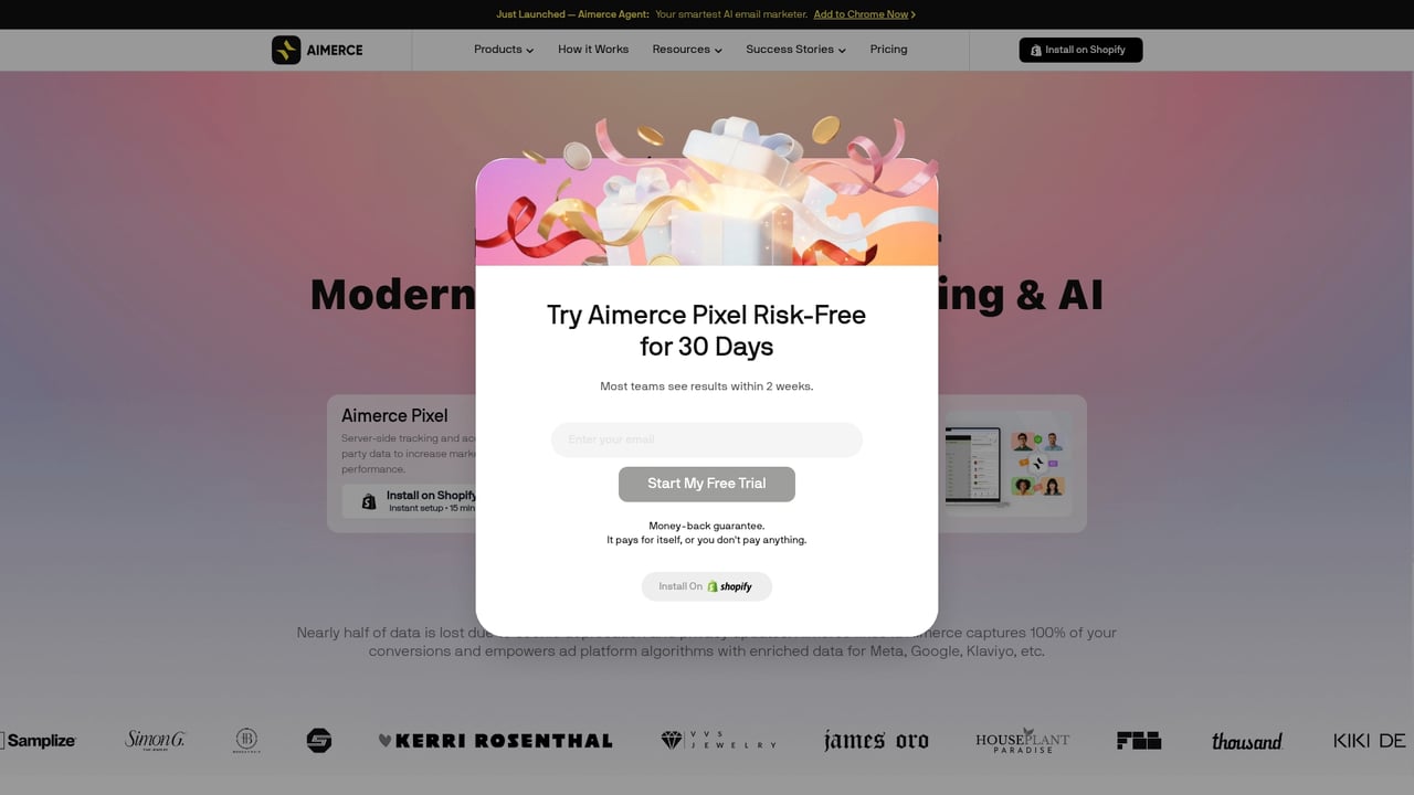 Screenshot of Aimerce  website