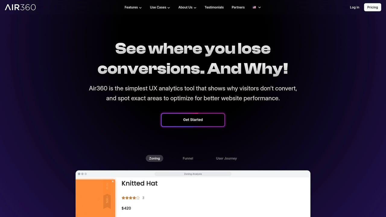 Screenshot of Air360 website