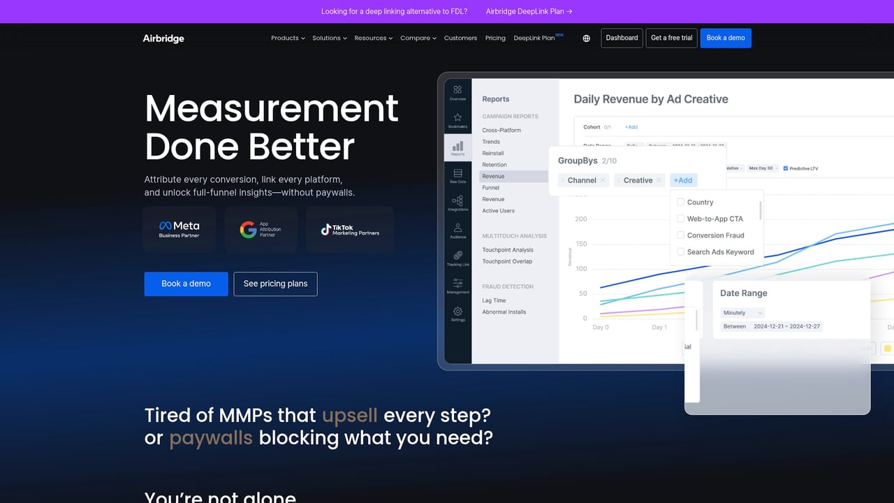 Screenshot of Airbridge website