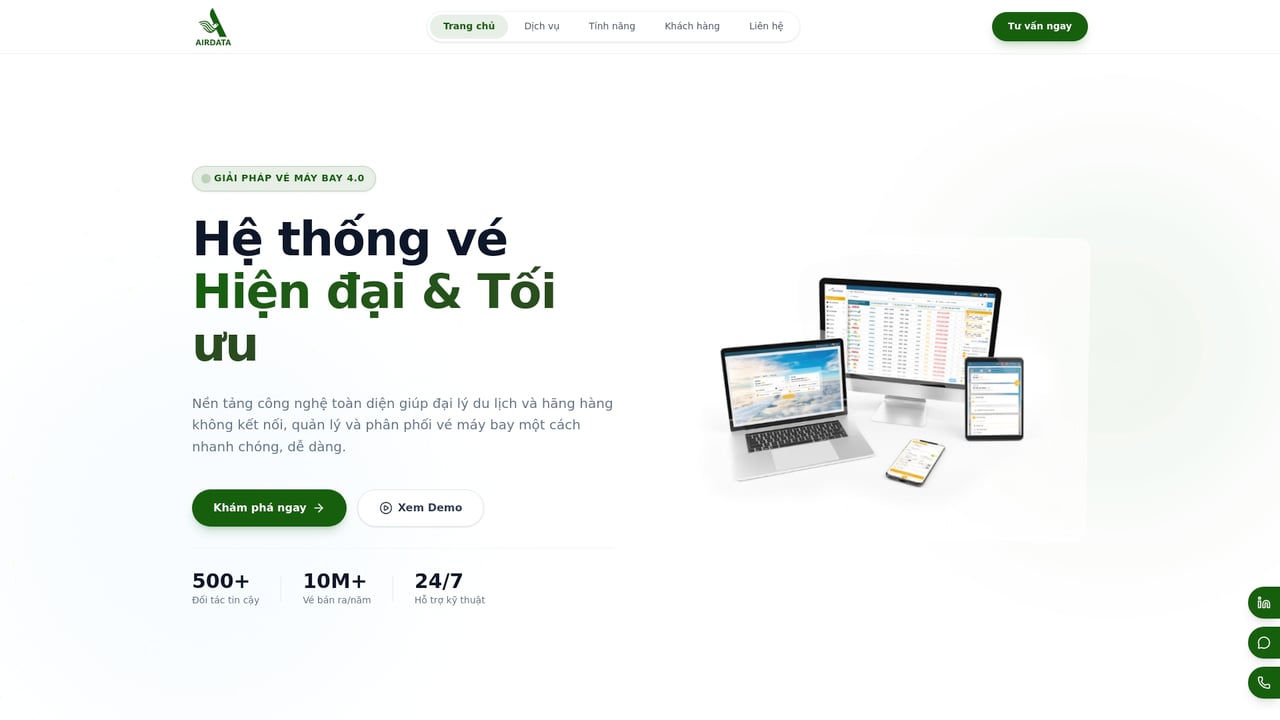 Screenshot of Airdata website