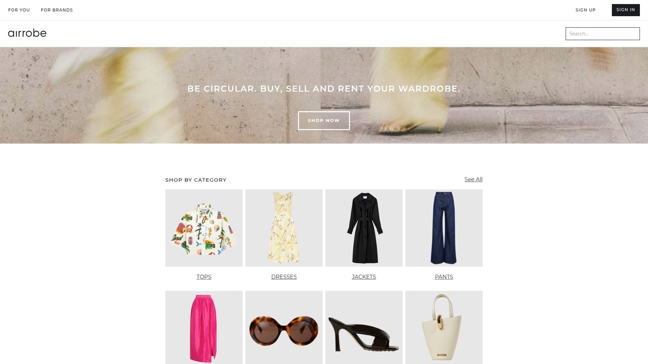 Screenshot of AirRobe website