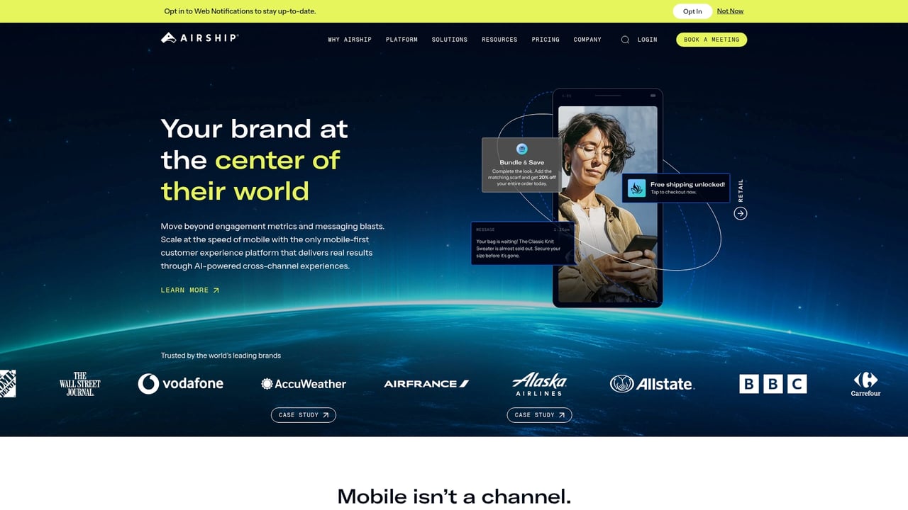 Screenshot of Airship website