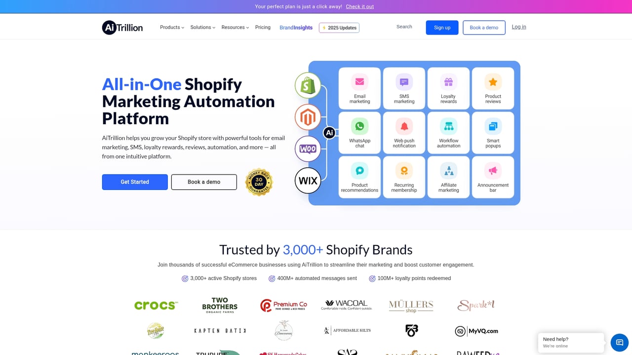 Screenshot of AiTrillion  website