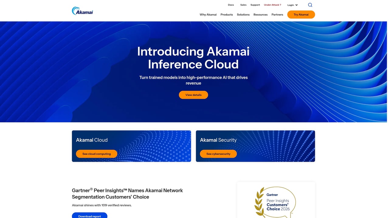 Screenshot of Akamai website