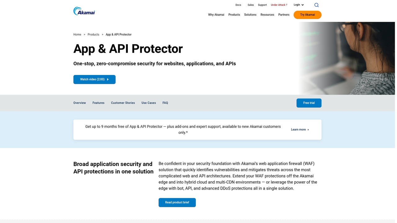 Screenshot of Akamai Web Application Protector website