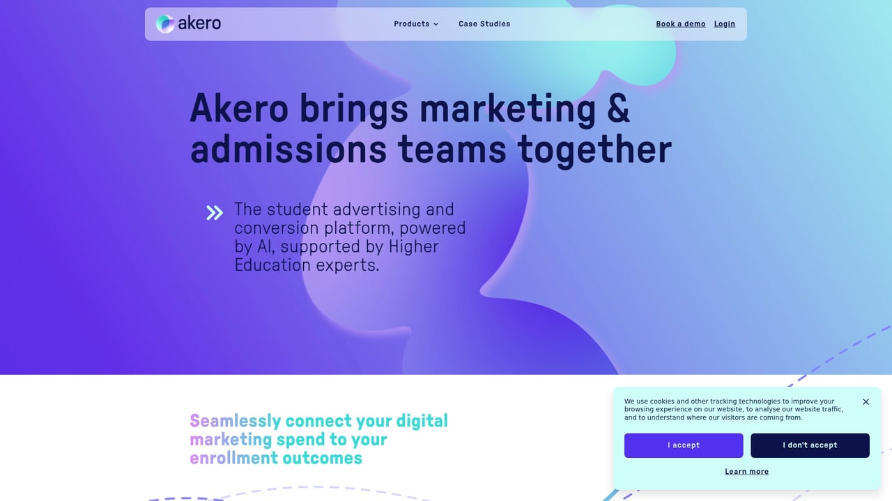 Screenshot of Akero website